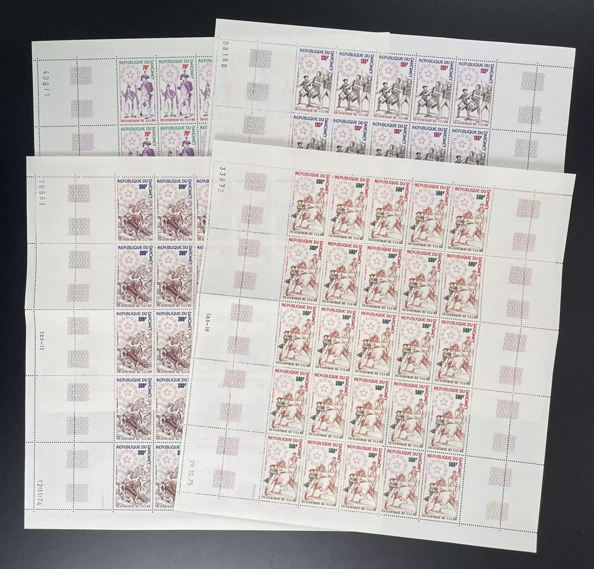 Dahomey 1975 YT PA 238-241 Block US-Bicentennial Reiter Soldaten