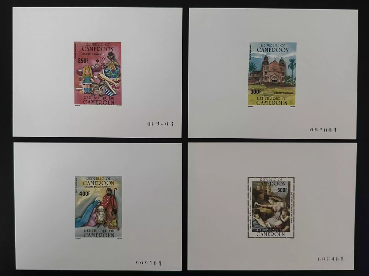 Cameroon 1985 Mi. 1104 - 1107 luxury proof Christmas toys Raphael church