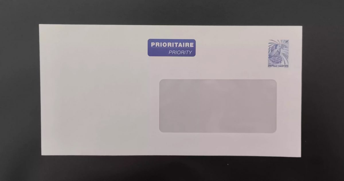 Nouvelle-Calédonie entier postal enveloppe Prioritaire Cagou bleu neuve fenêtre