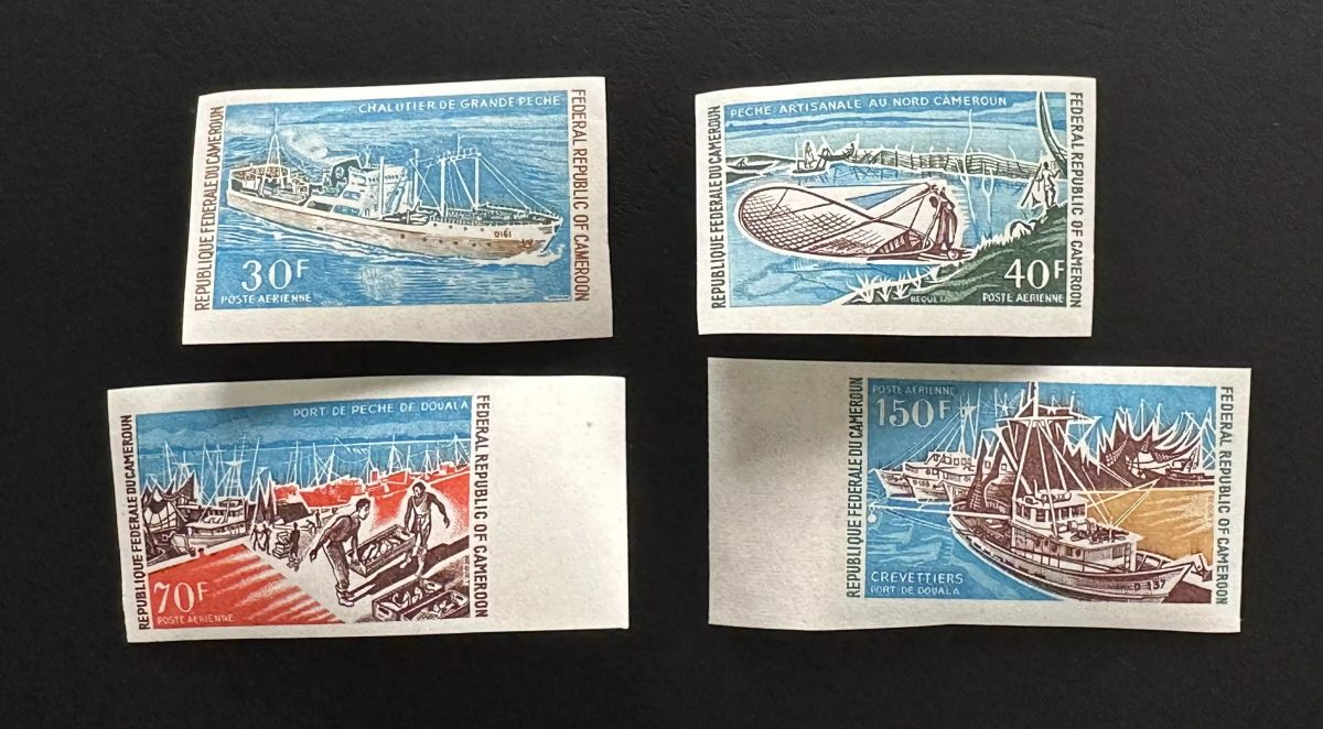 Kamerun 1971 Mi. 656-659 ND Fischerei Trawler Garnelenfänger Hafen Douala
