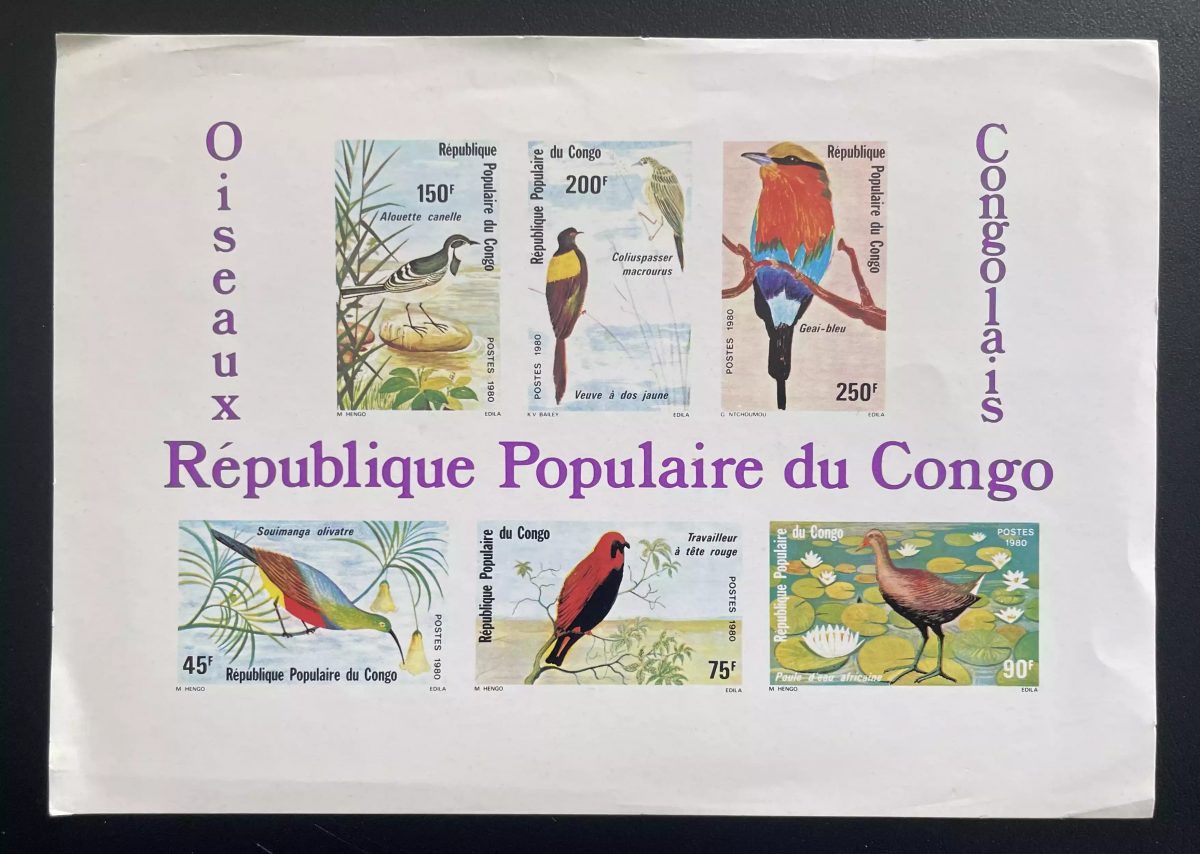 Congo 1980 Mi. Bl. 25 épreuve de luxe oiseaux birds faune souimanga