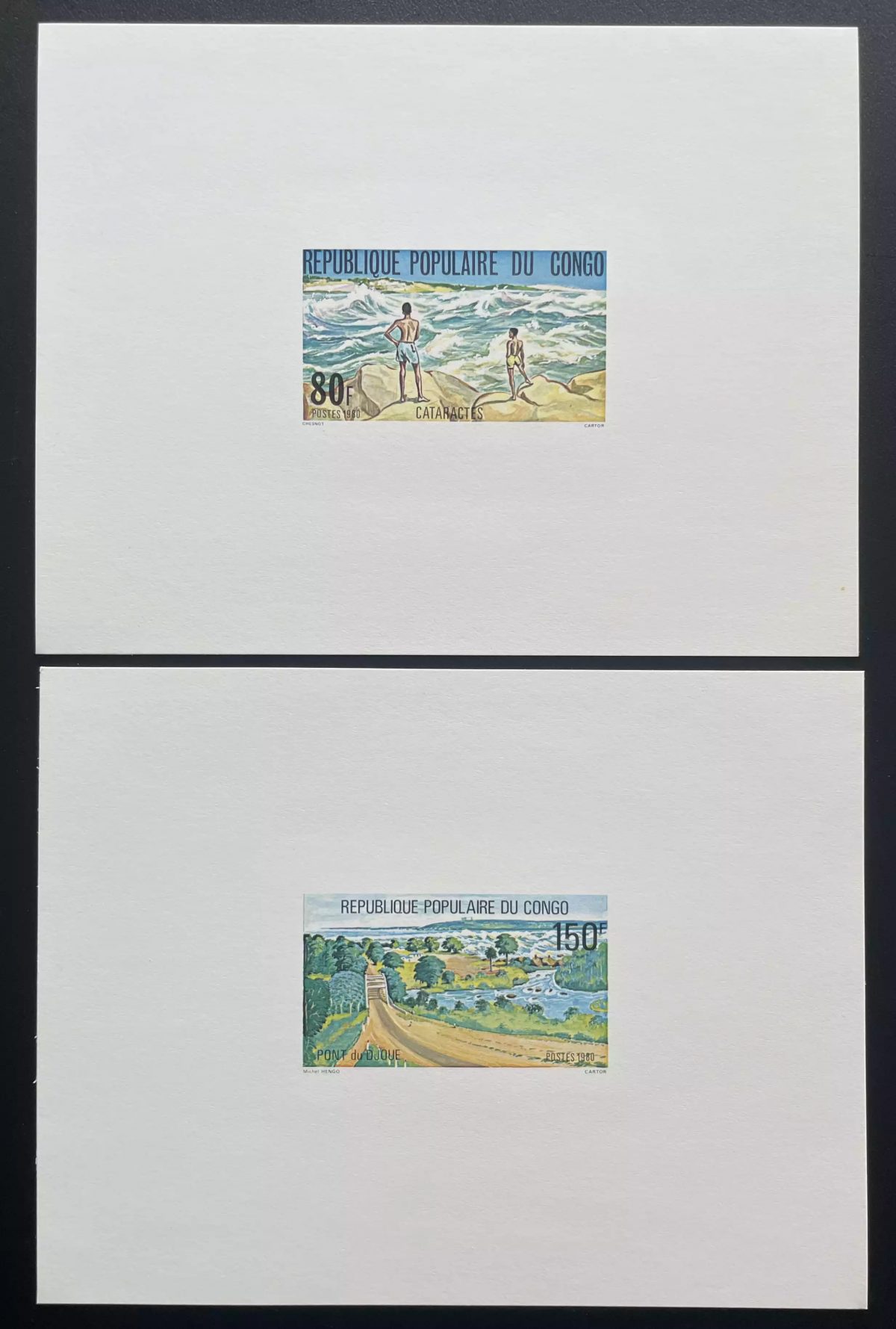 Congo 1980 Mi. 784 - 785 épreuve de luxe cataractes pont Djoué paysages