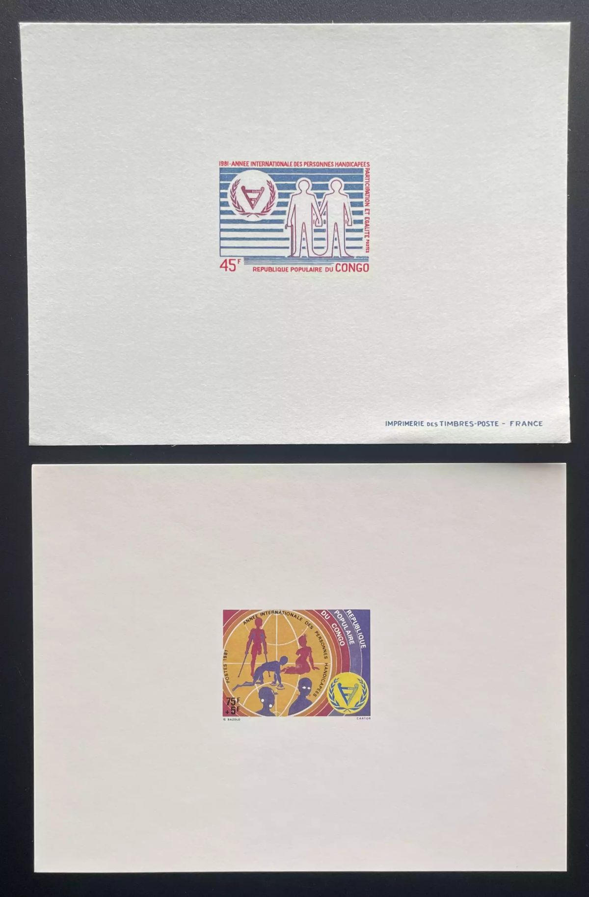 Congo 1981 Mi. 823 - 824 épreuve de luxe personnes handicapées