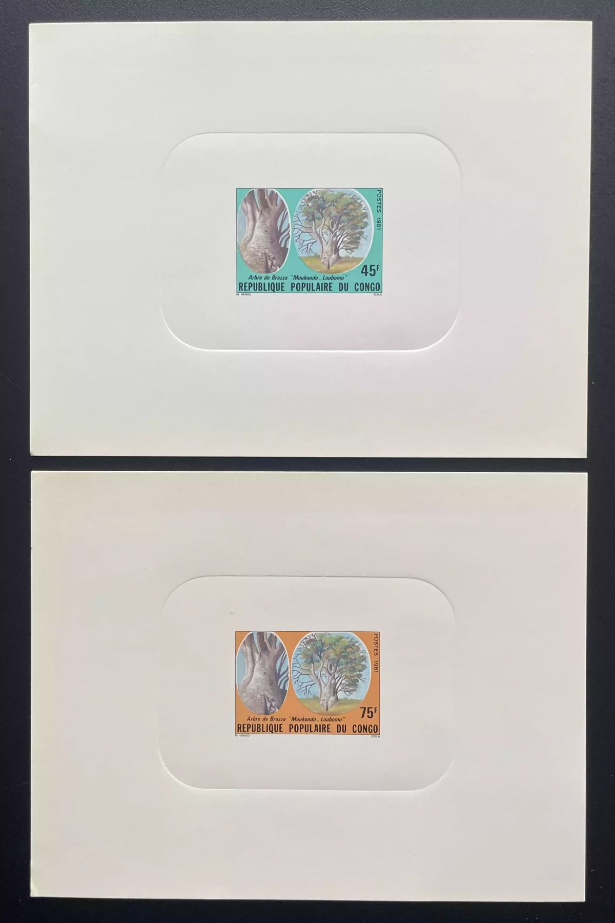 Congo 1981 Mi. 843 - 844 épreuve de luxe Arbre de Brazza Moukondo Flora