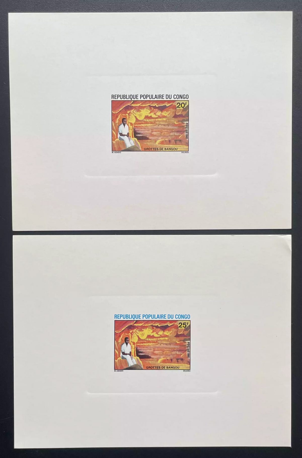 Congo 1981 Mi. 850 - 851 épreuve de luxe Grottes de Bangou spéléologie