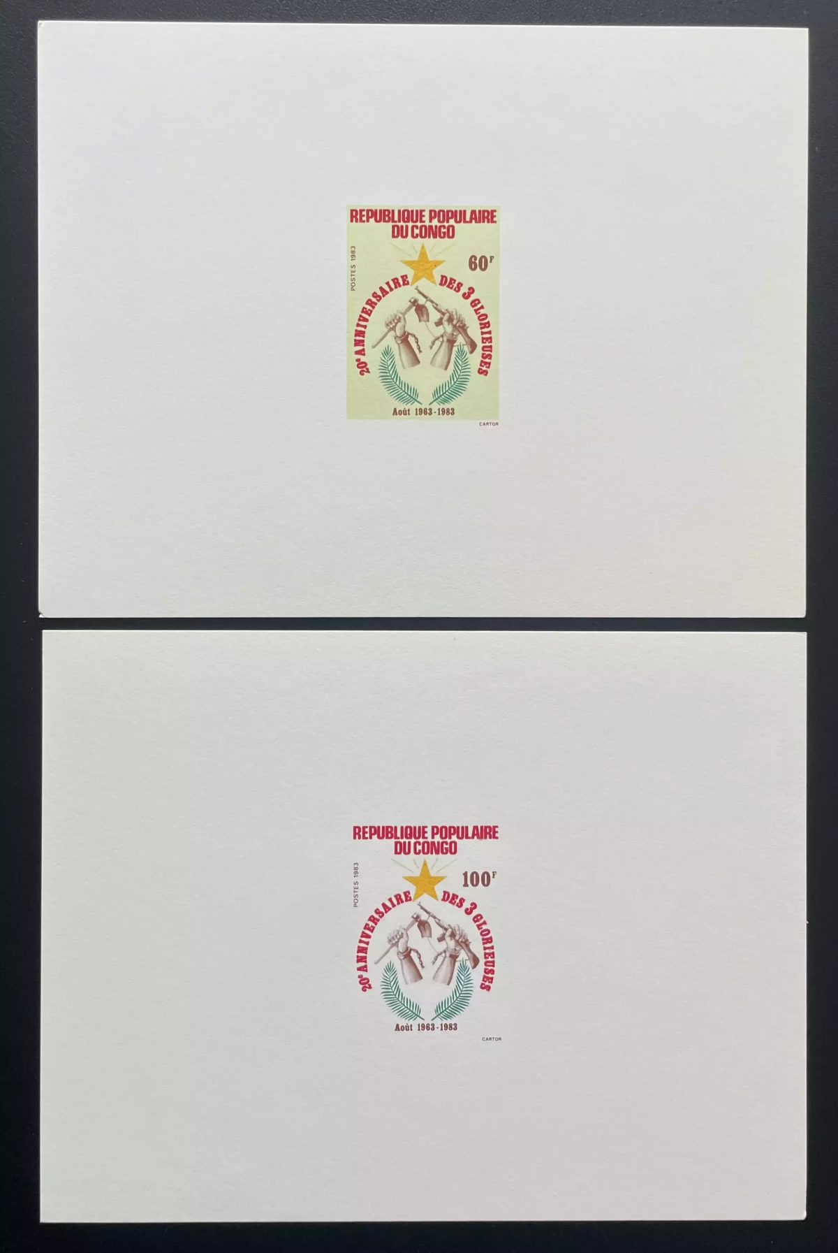 Congo 1983 Mi. 927 - 928 épreuve de luxe 20e anniversaire 3 Glorieuses