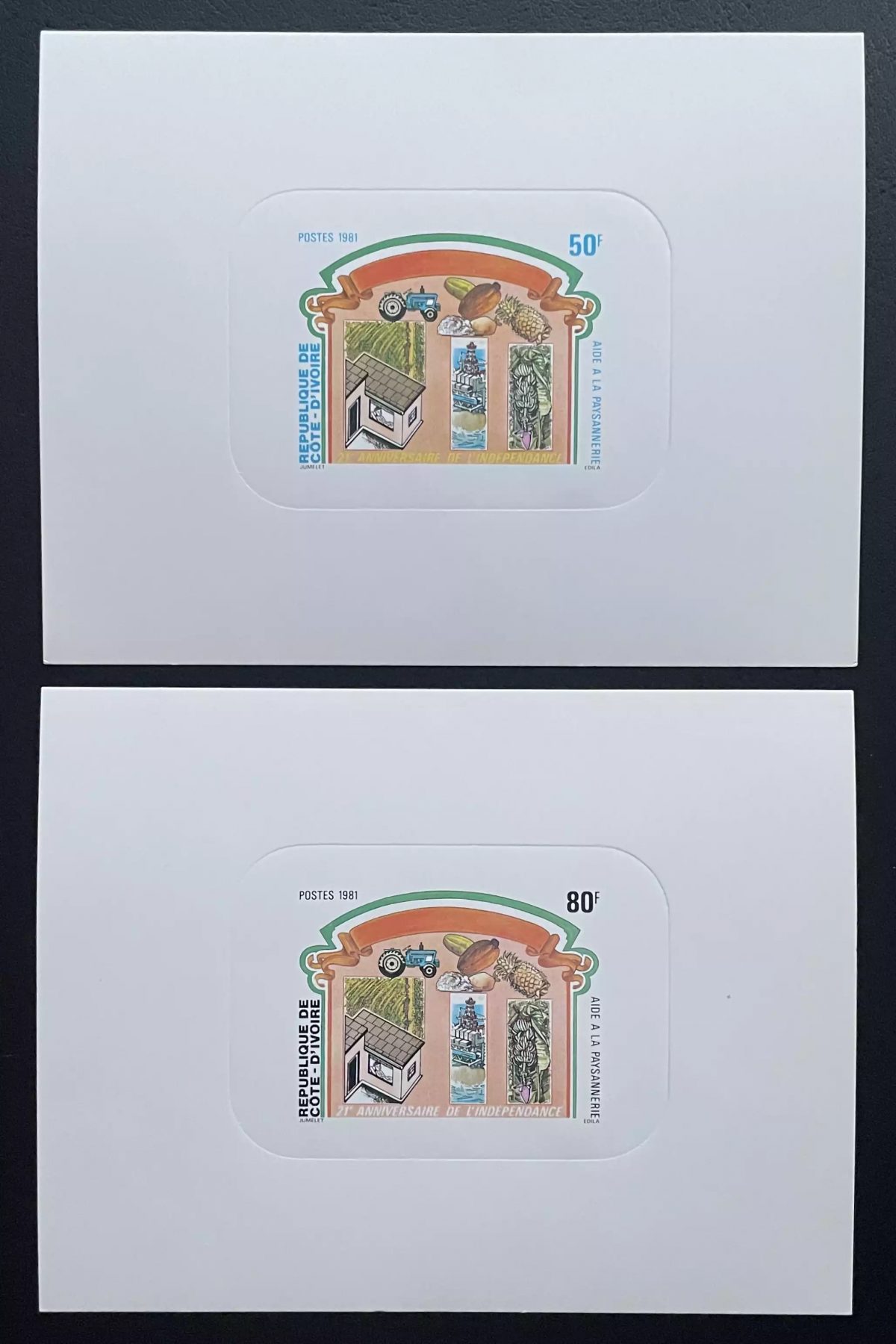 Côte d'Ivoire 1981 Mi. 712 - 713 épreuve de luxe indépendance agriculture