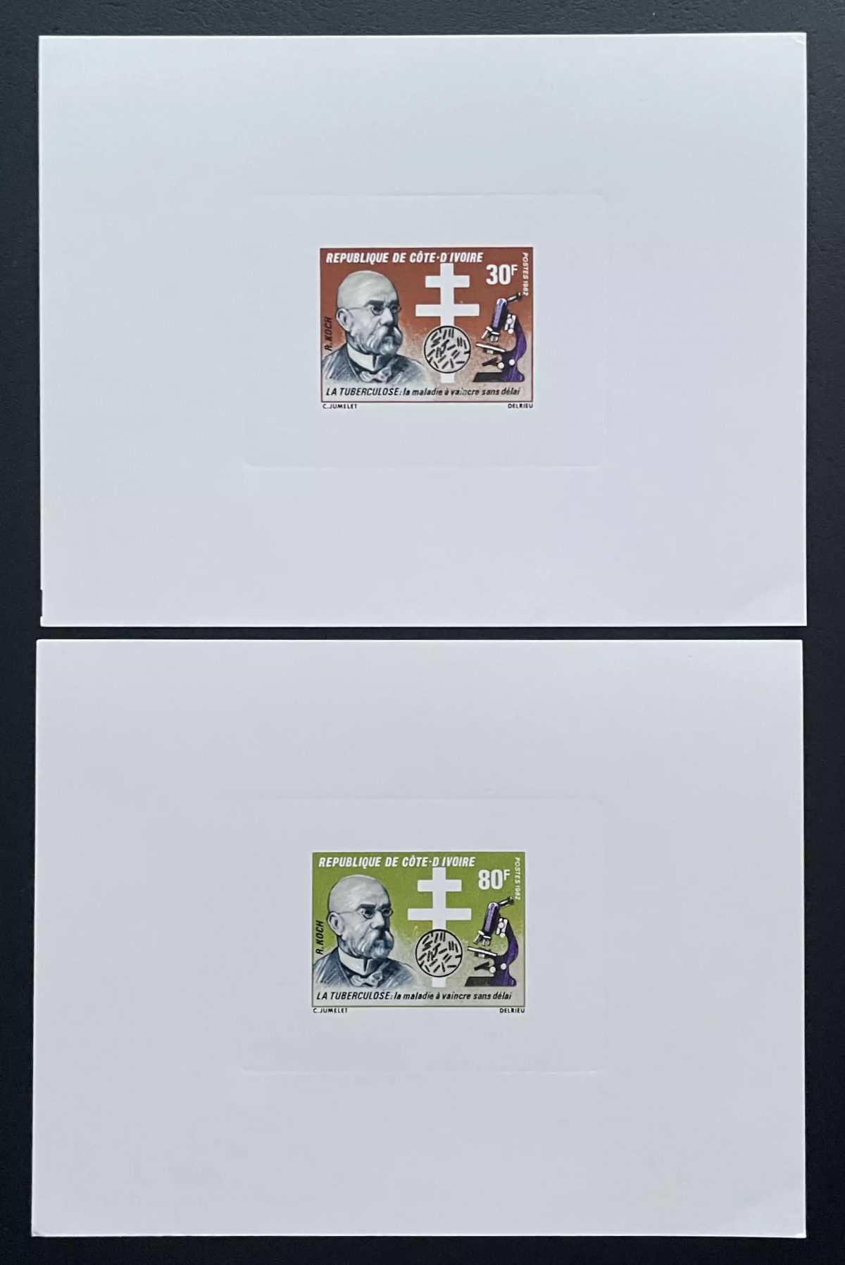 Côte d'Ivoire 1982 Mi. 726 - 727 épreuve de luxe tuberculose Robert Koch
