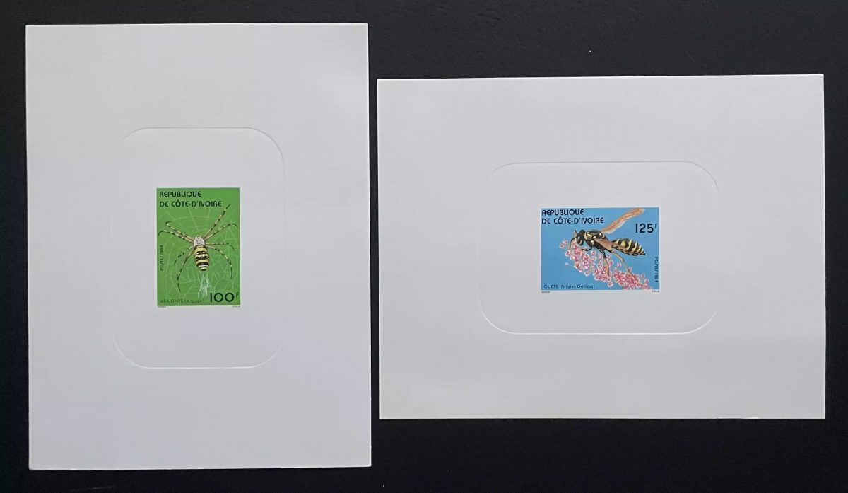 Côte d'Ivoire 1984 Mi. 808 - 809 épreuve de luxe araignée guêpe insecte