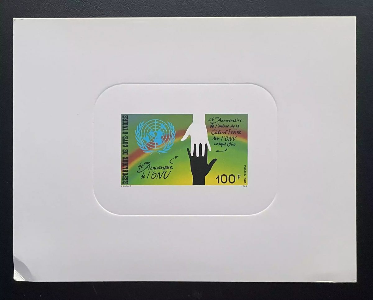 Côte d'Ivoire 1985 Mi. 877 épreuve de luxe ONU Anniversaire mains Nations Unies