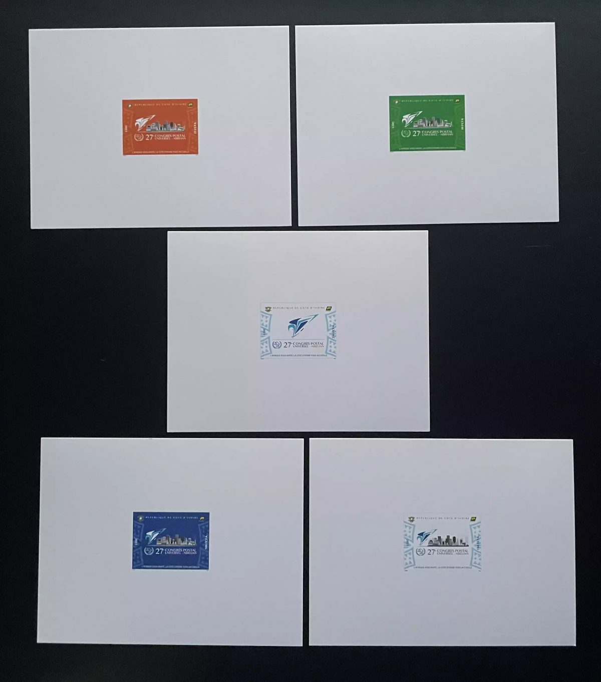 Côte d'Ivoire 2021 Mi. 1658 - 1662 épreuve de luxe Congrès Postal UPU