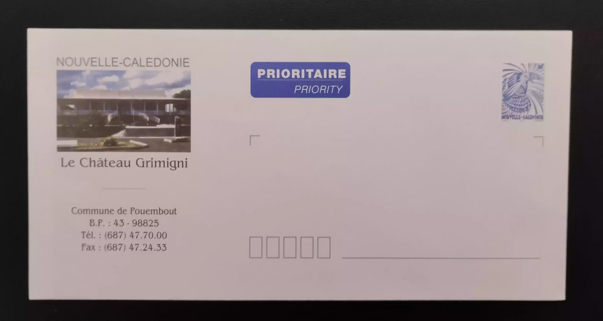 PAP Nouvelle Calédonie entier postal prioritaire Château Grimigni Cagou bleu
