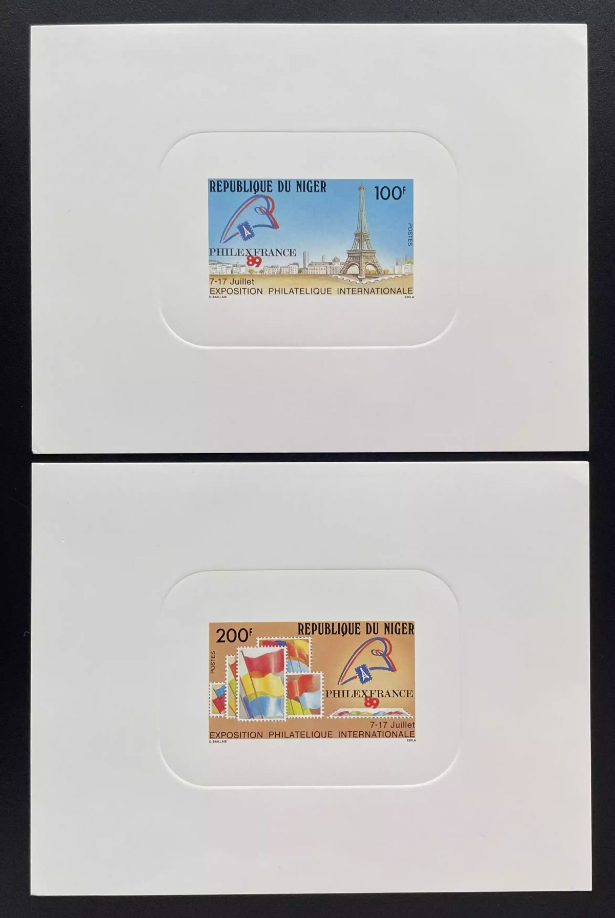 Niger 1989 Mi. 1066 - 1067 épreuve luxe PhilexFrance 89 Tour Eiffel révolution