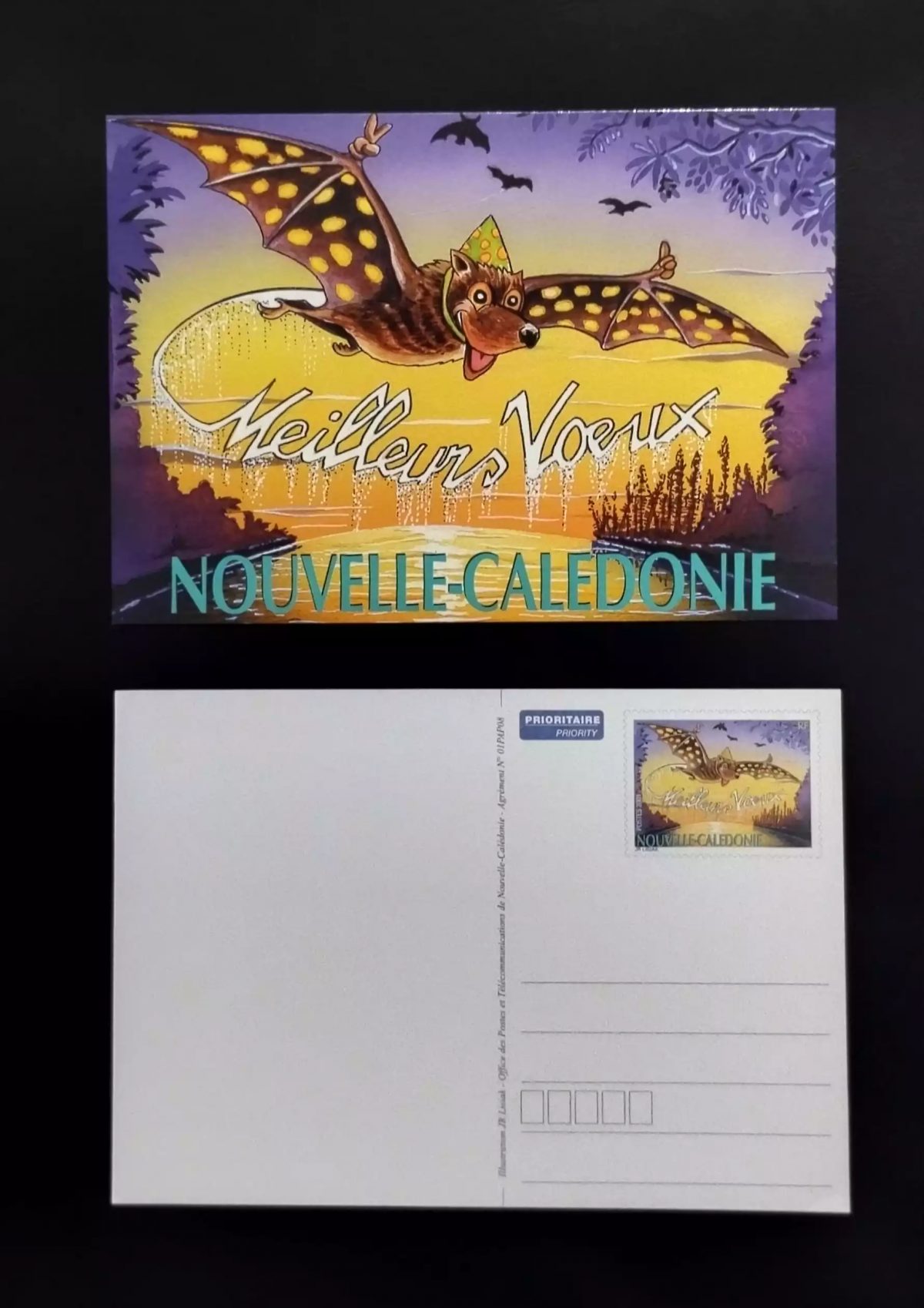 New Caledonia stationery postal PAP Best Wishes Bat Roussette