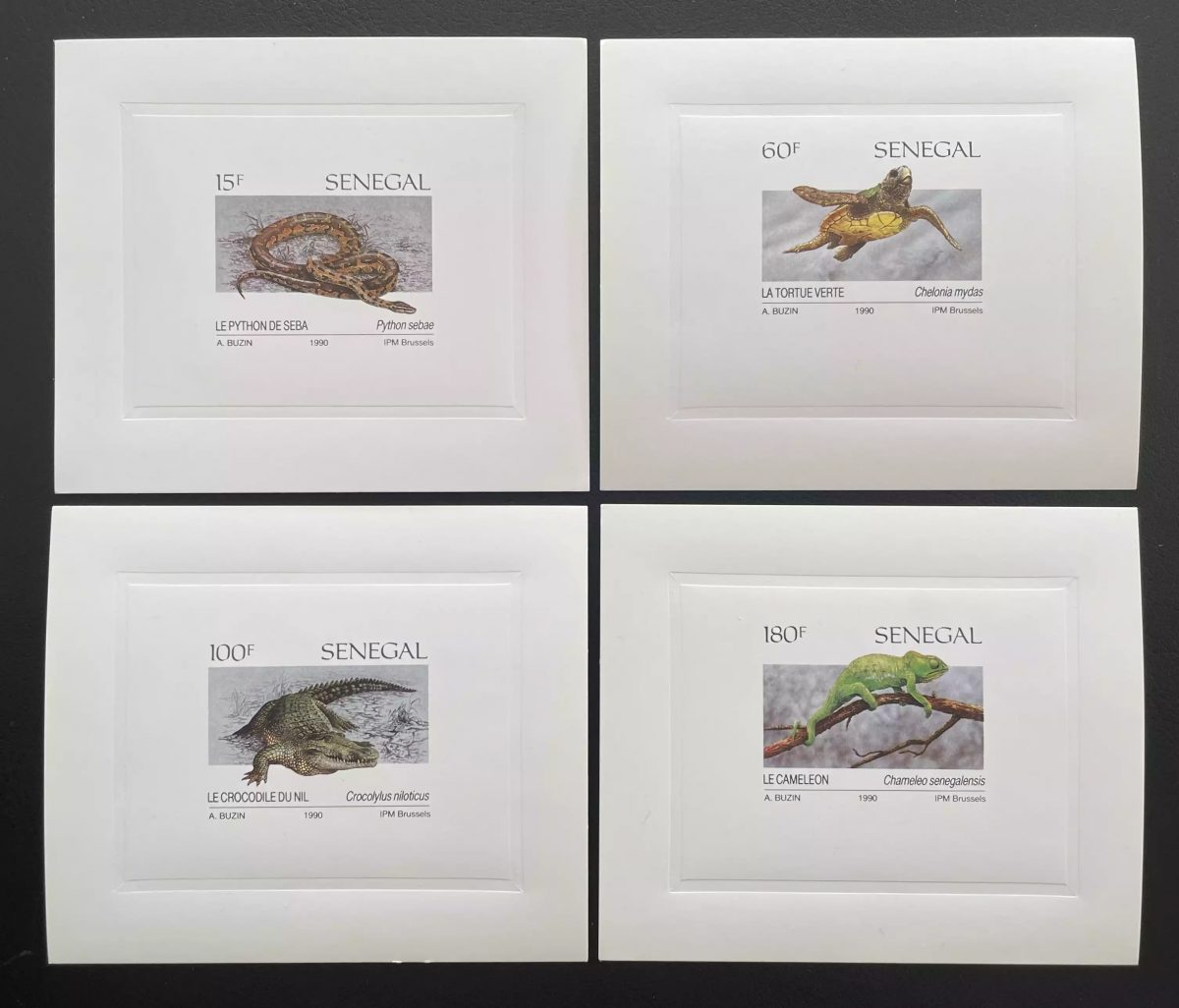 Senegal 1991 Mi. 1116-1119 Luxusprobe Reptilien Python Krokodil Schlange