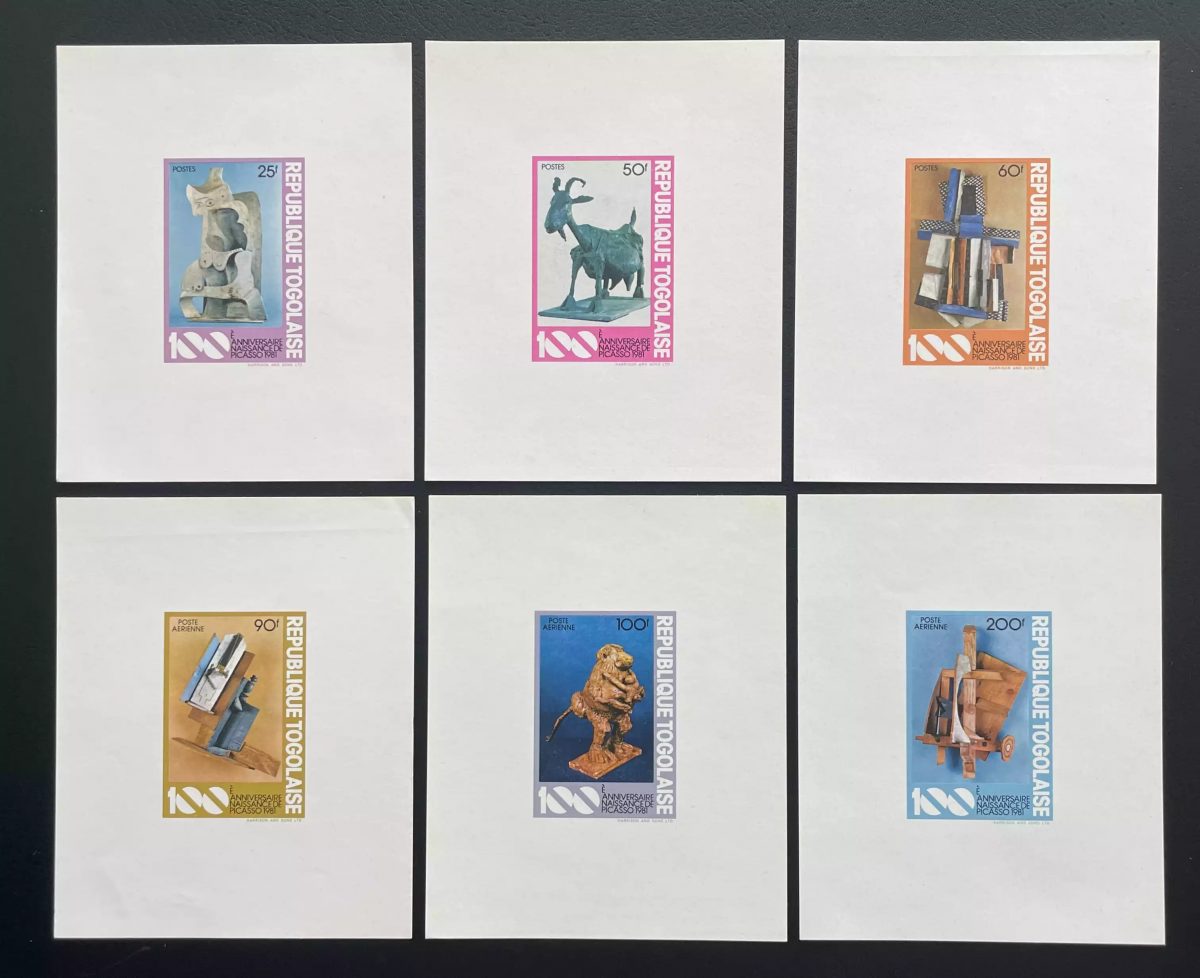 Togo 1981 Mi. 1559 - 1564 épreuve de luxe Picasso sculpture art anniversaire