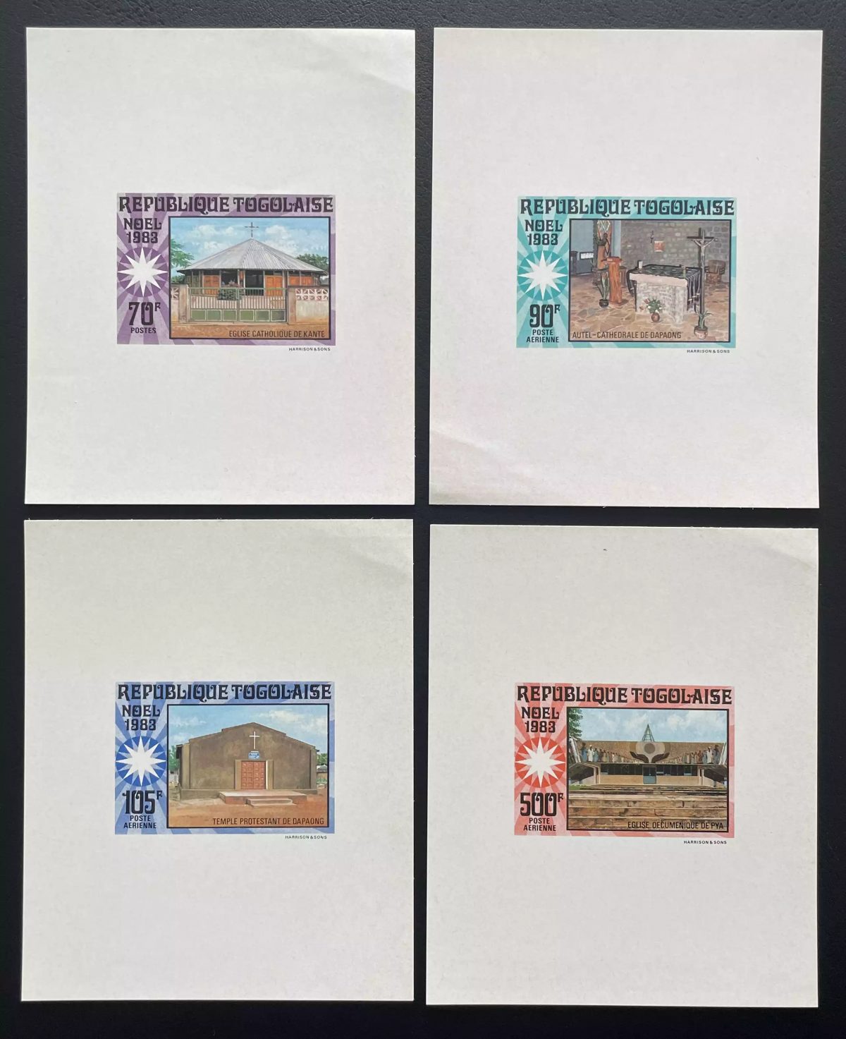 Togo 1983 Mi. 1652 - 1655 proof de luxe Christmas churches cathedral