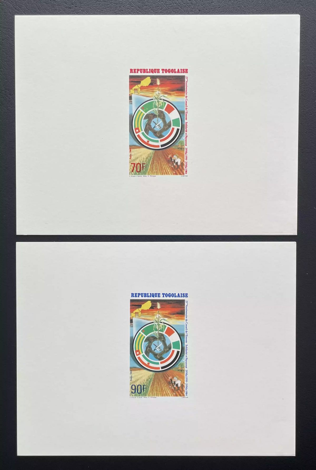 Togo 1984 Mi. 1668 - 1669 épreuve de luxe Conseil Entente agriculture