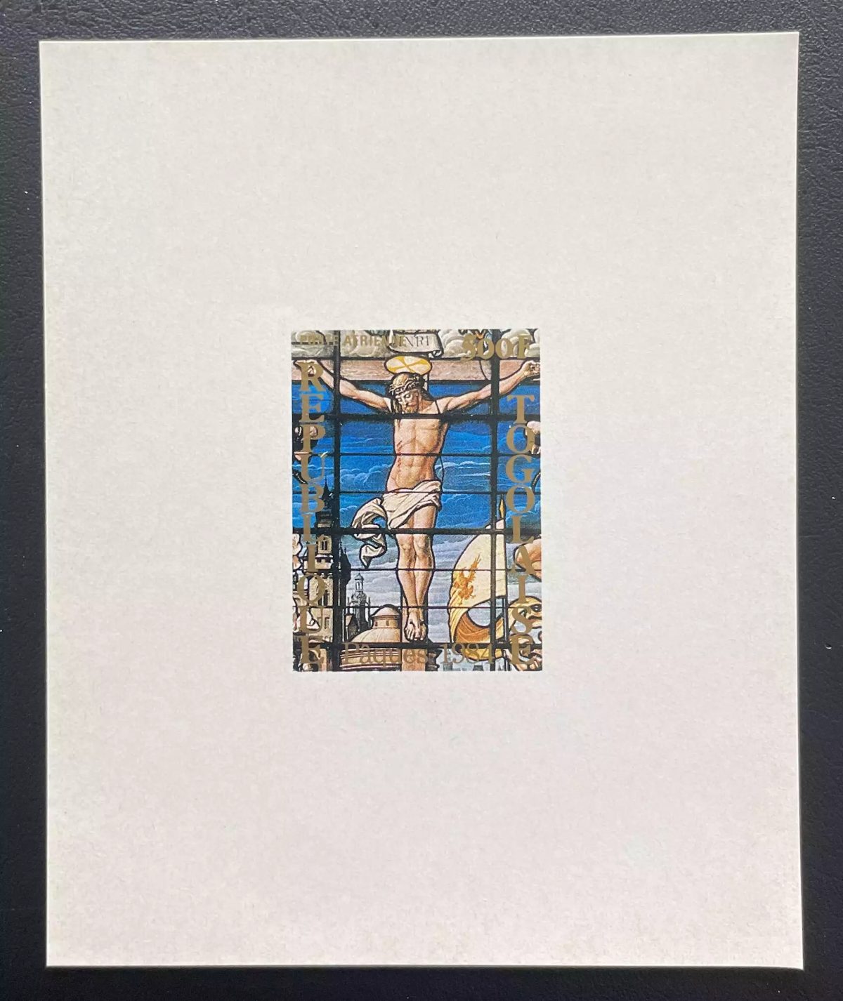 Togo 1984 Mi. Bl. 204 luxury proof Easter stained glass crucifixion Christ