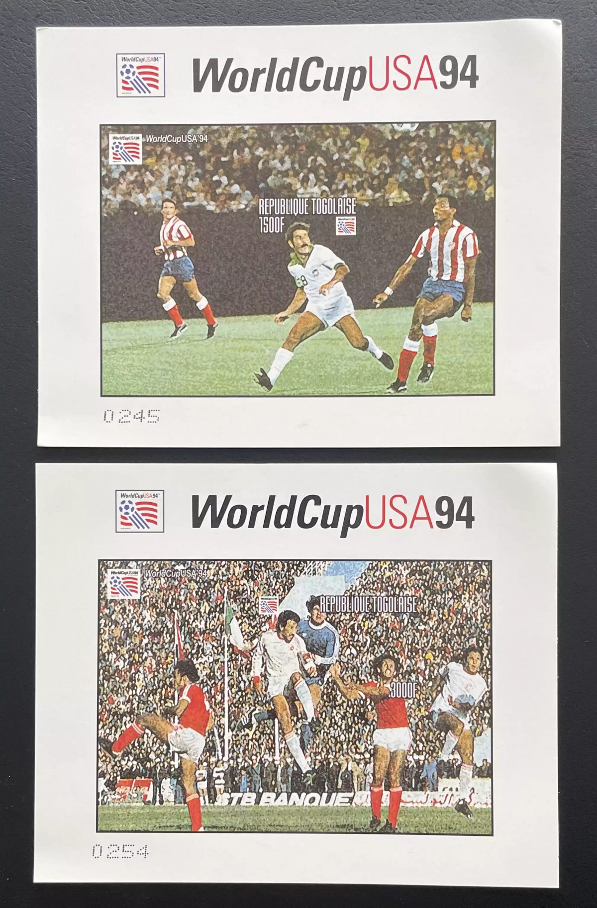 Togo 1994 Mi. Bl. 373 - 374 épreuve de luxe Football Coupe du Monde USA FIFA