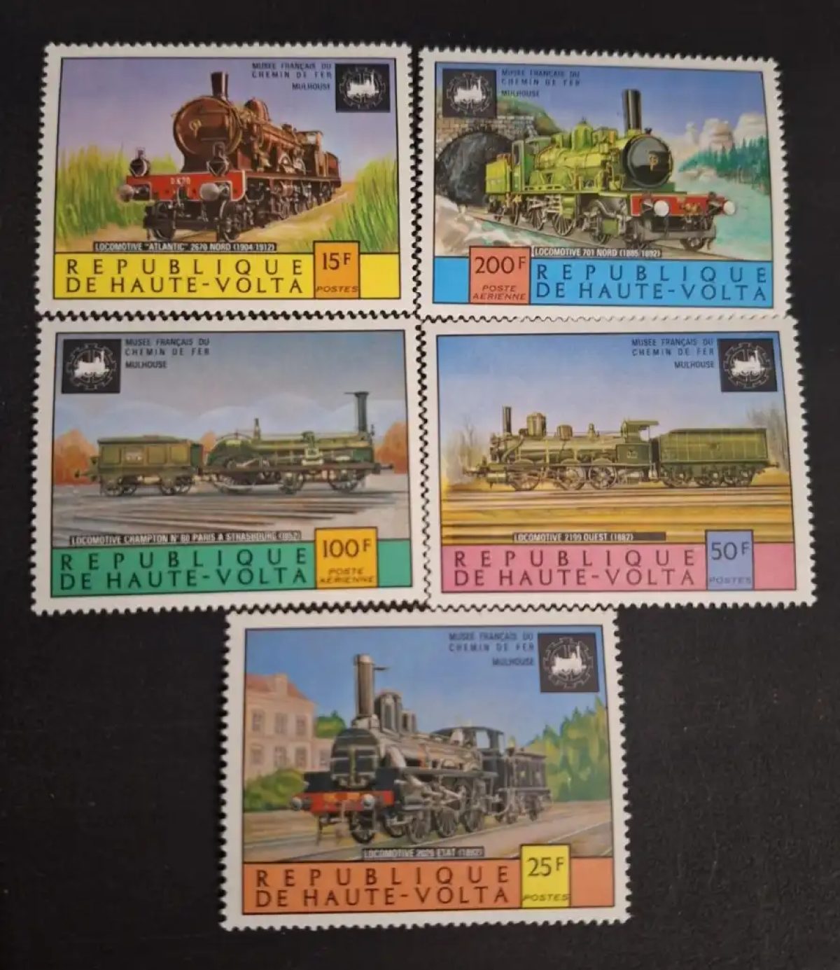 Haute-Volta 1975 Mi. 557-561 locomotives chemin de fer Mulhouse musée