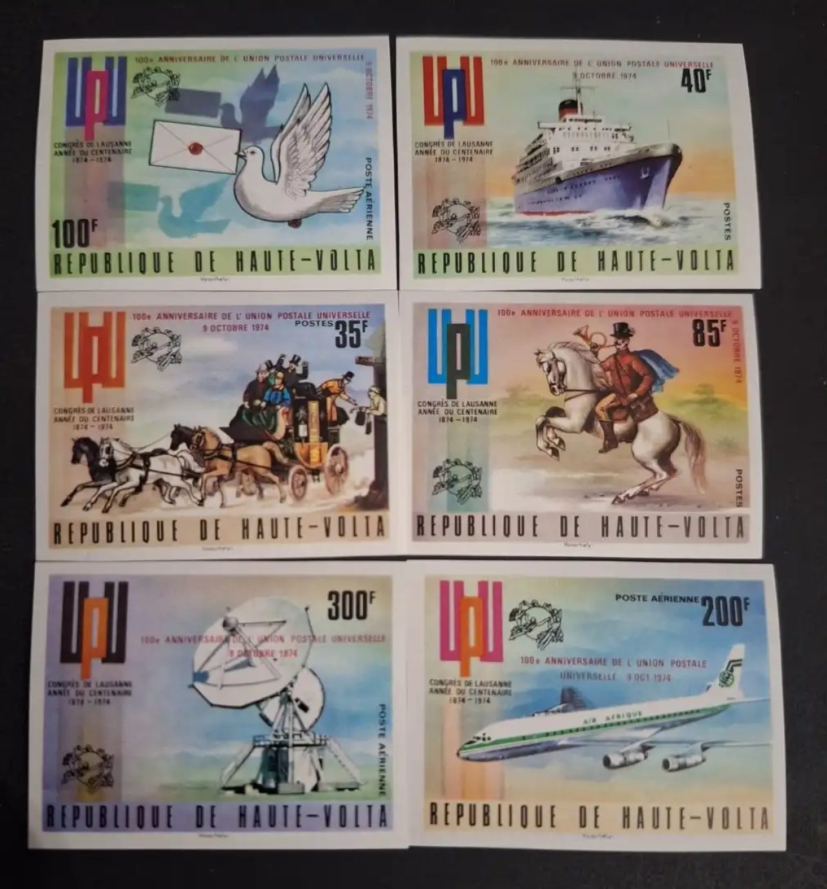 Haute-Volta 1974 Mi. 532-537 ND UPU colombe navire diligence avion