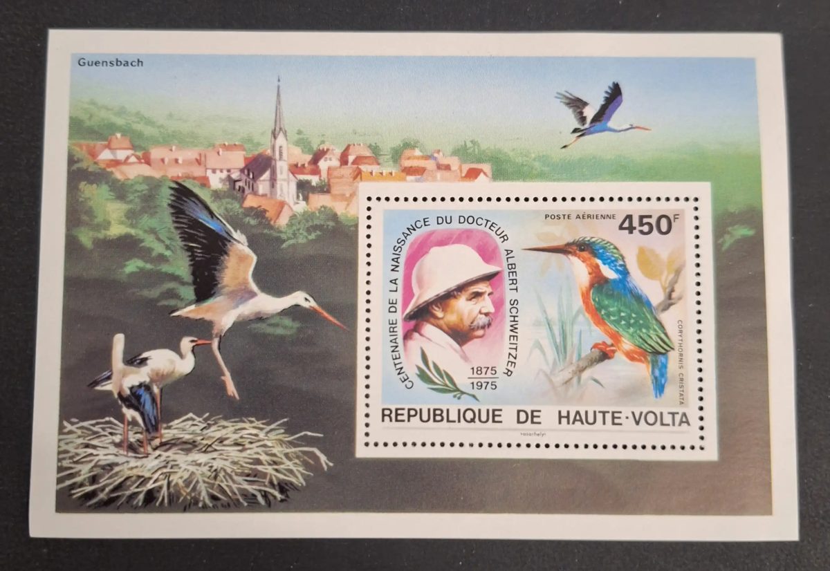 Upper Volta 1975 Mi. Bl.35 Albert Schweitzer birds stork