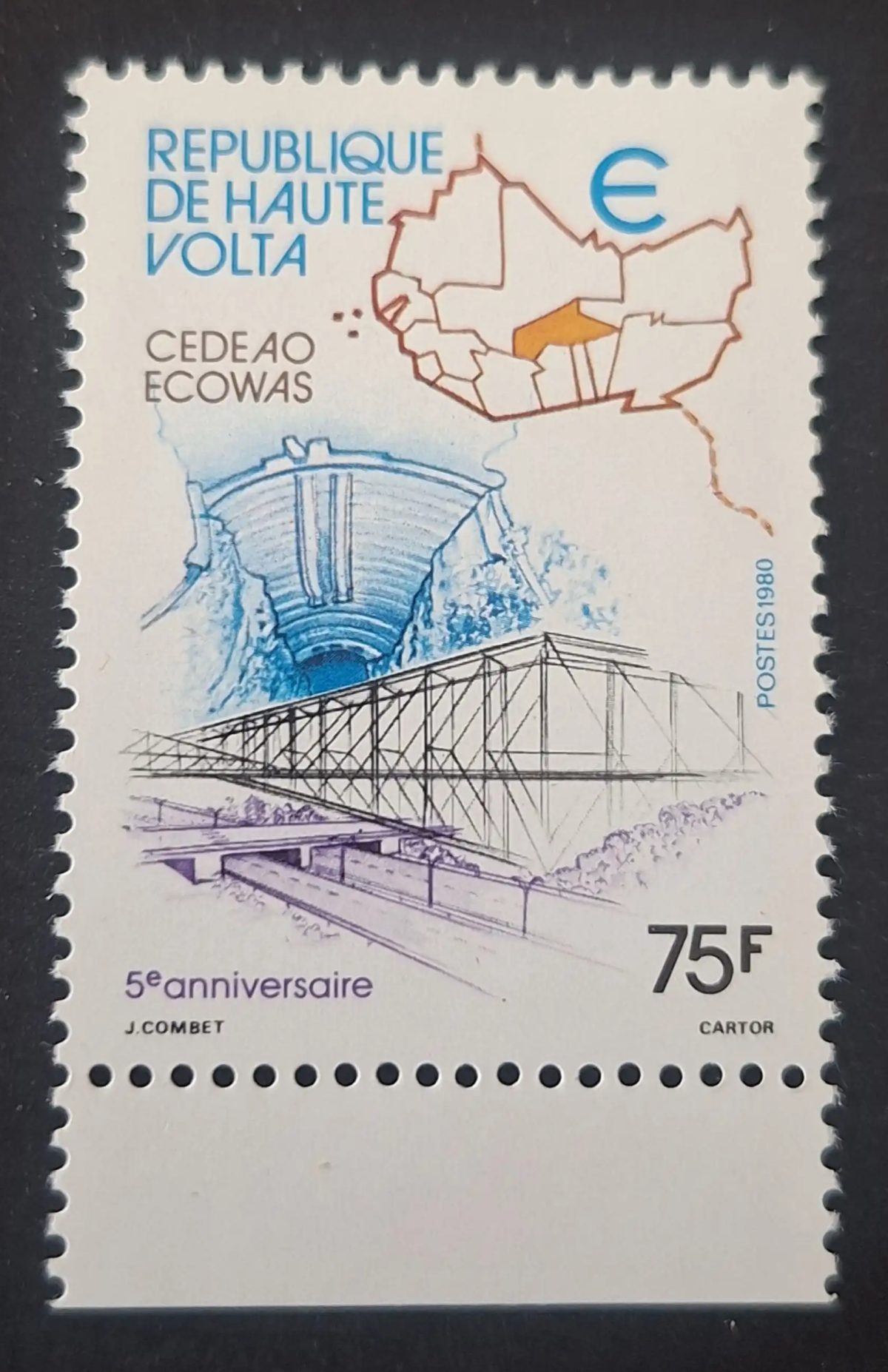 Haute-Volta 1980 Mi. 804-807 5e anniversaire CEDEAO ECOWAS pont barrage