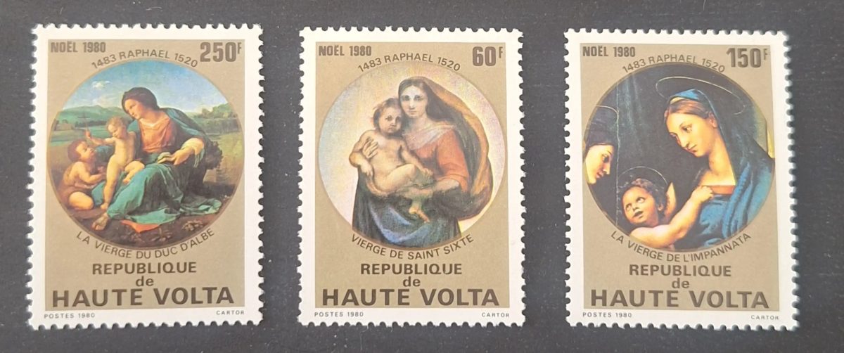 Haute-Volta 1980 Mi. 814-816 Noël Raphaël Vierge peinture Renaissance