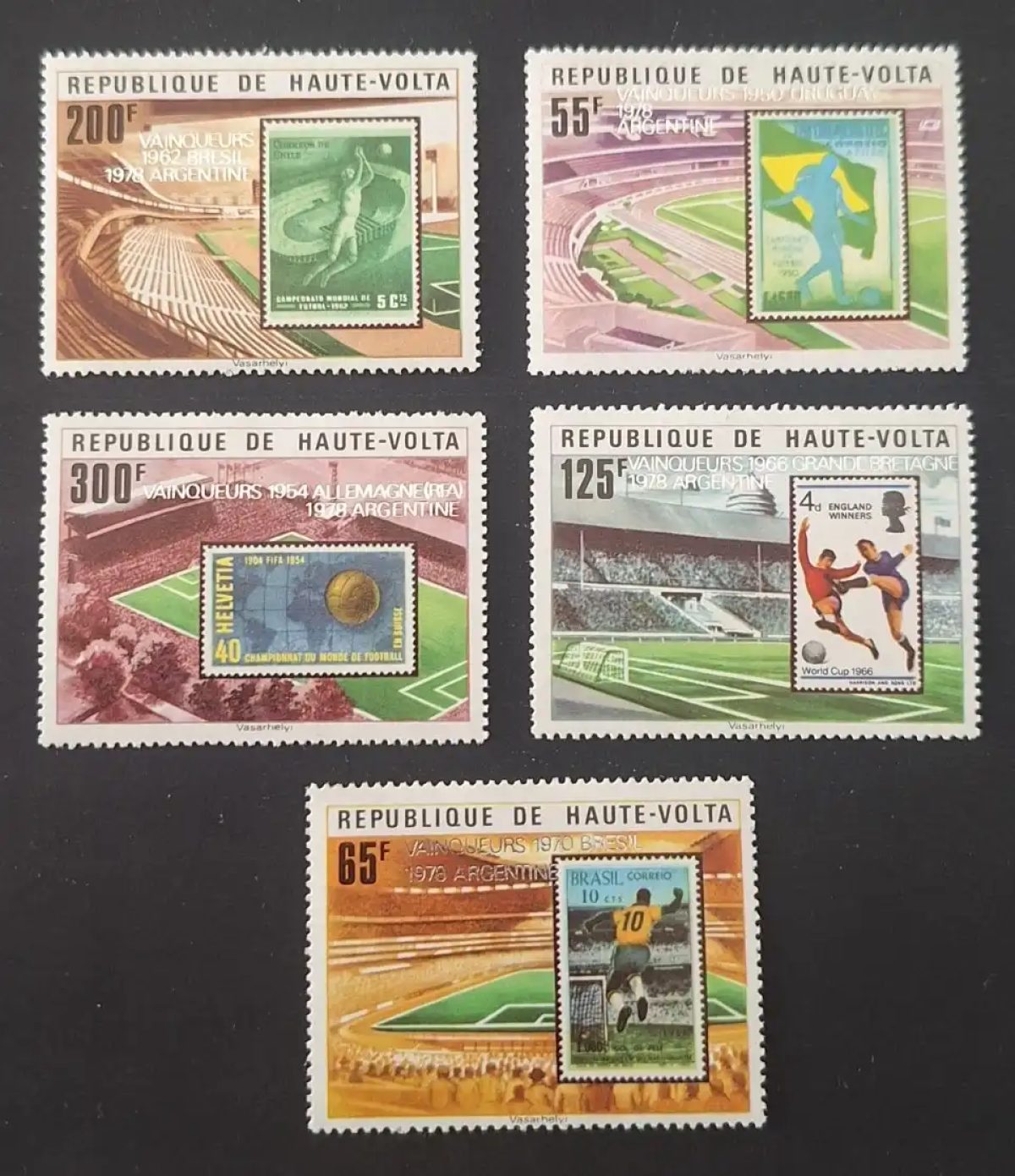 Haute-Volta 1978 Mi. 740-744 Football Coupe du Monde Argentine stades