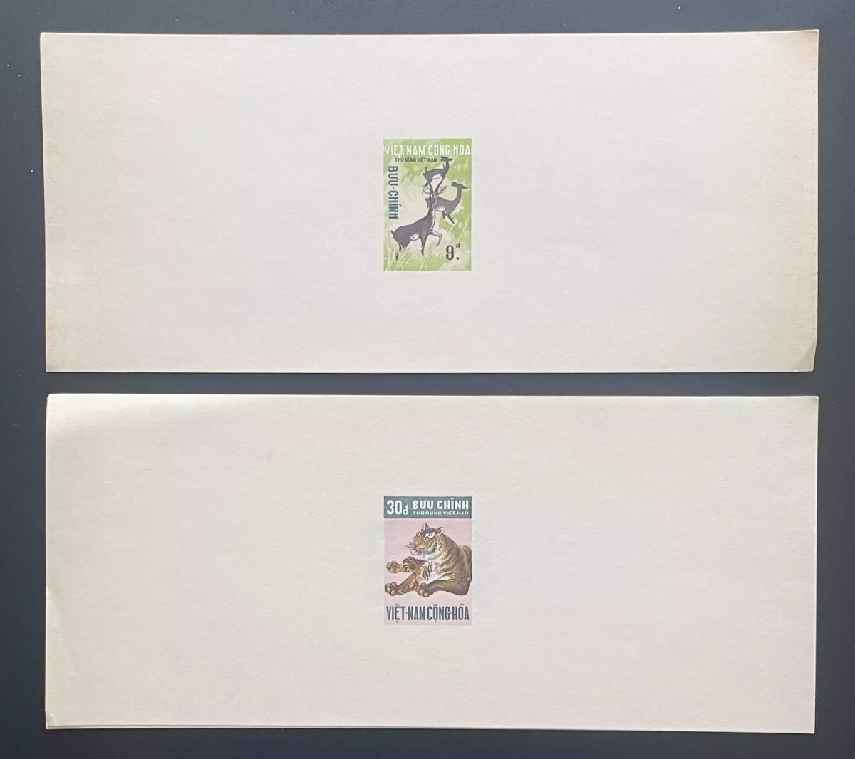 Viêt Nam Sud 1971 YT 401 402 épreuve de luxe faune tigre antilope