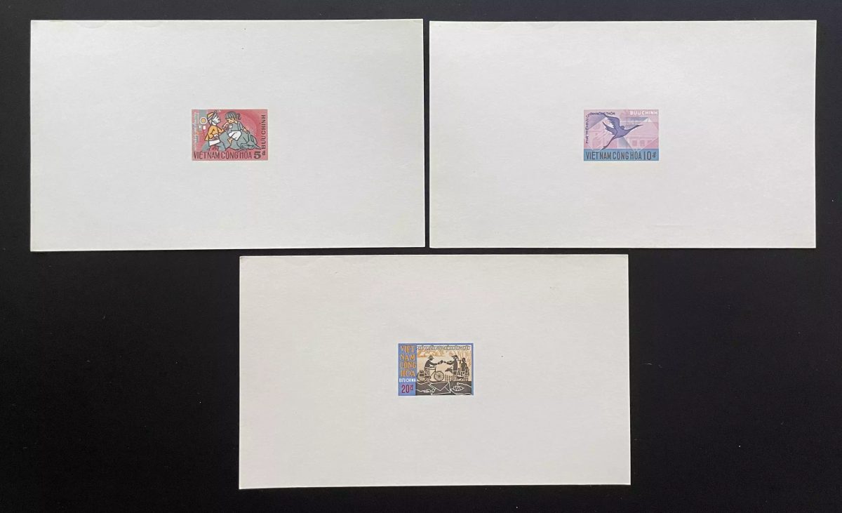 Vietnam du Sud 1971 YT 410 - 412 épreuve de luxe poste rurale oiseau facteur