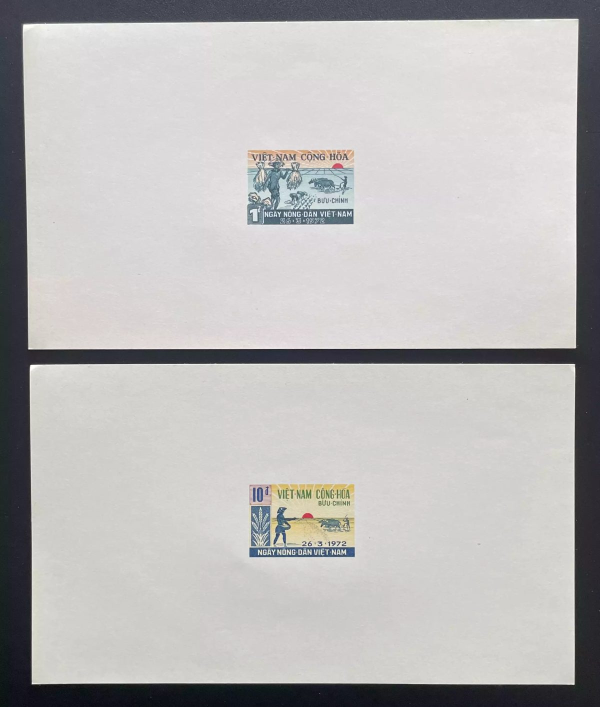 Vietnam du Sud 1972 YT 420 421 épreuve de luxe agriculture paysans