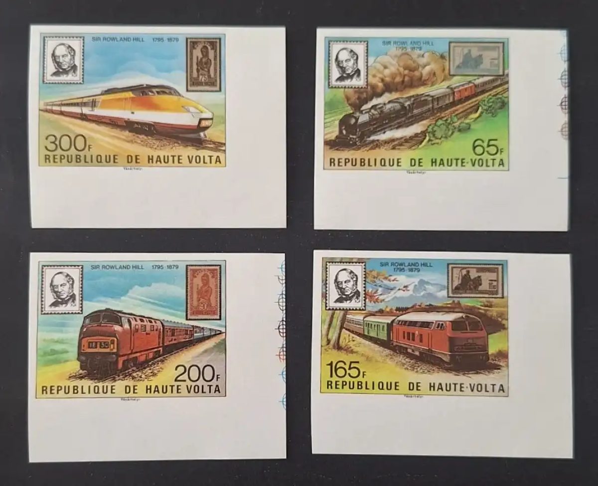 Haute-Volta 1979 Mi. 755-758 ND Rowland Hill trains locomotives