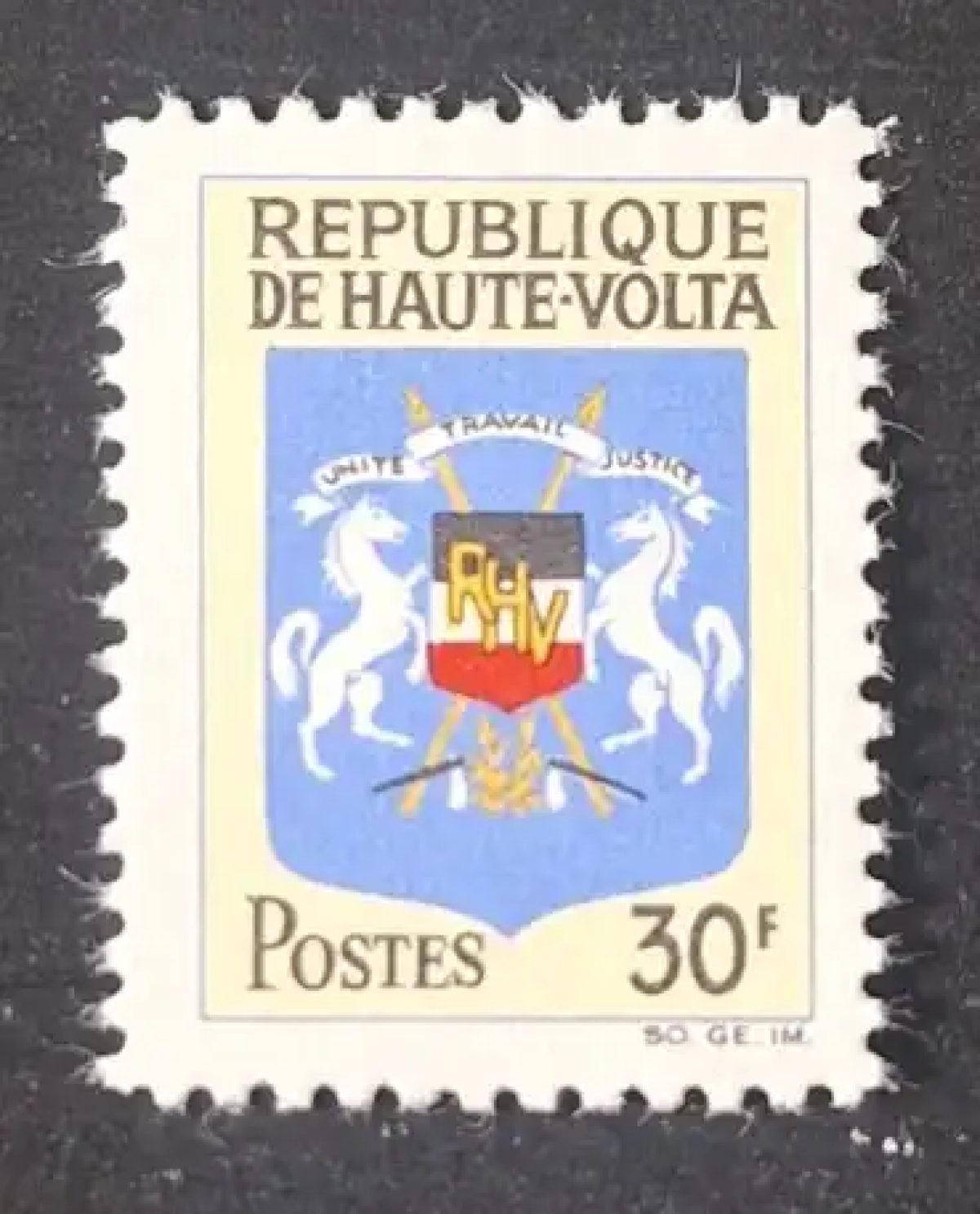 Haute-Volta 1967 Mi. 210 armoiries blason chevaux héraldique