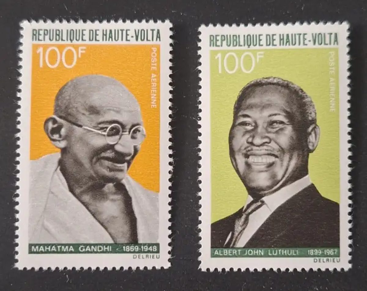 Obervolta 1968 Mi. 253-254 Gandhi Luthuli Luftpost Friedensnobelpreis