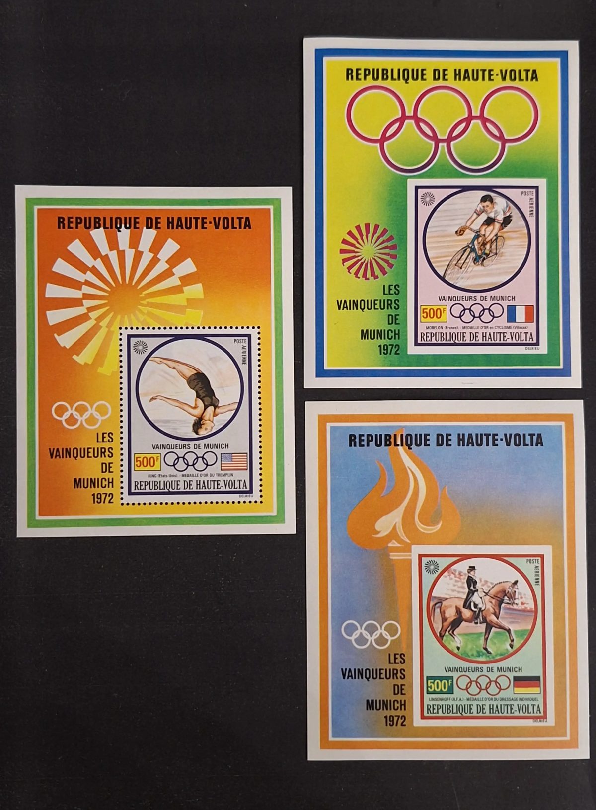 Upper Volta 1972 Mi. Bl. 6-8 IMPERF Munich Olympics winners sport