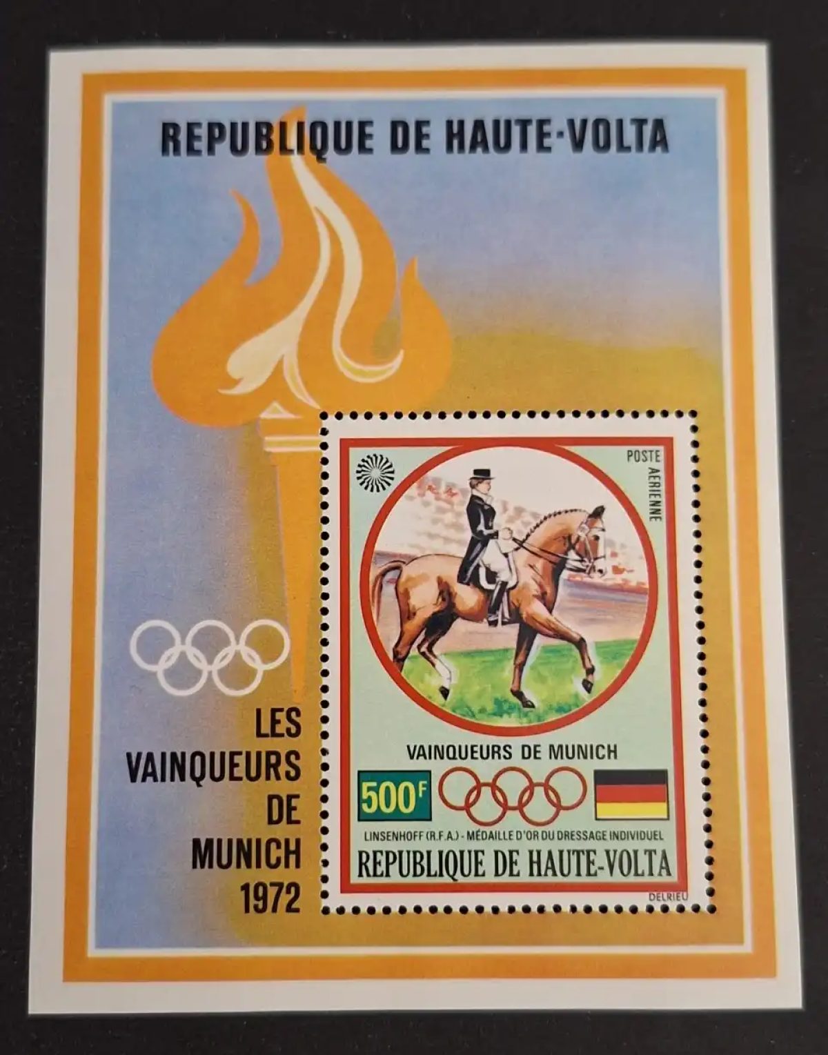 Upper Volta 1972 Mi. Bl. 8 Munich Olympics Dressage Linsenhoff