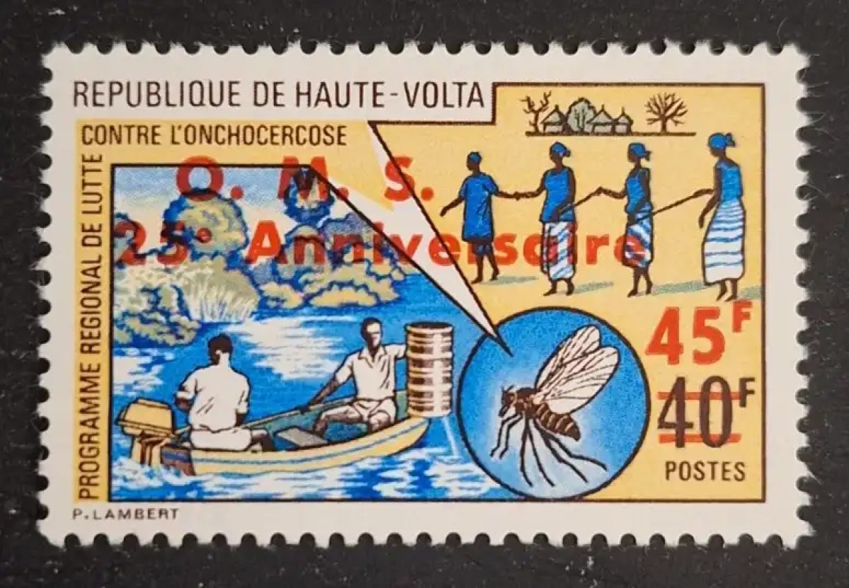 Upper Volta 1973 Mi. 426 WHO 25th Anniversary Onchocerciasis Overprint