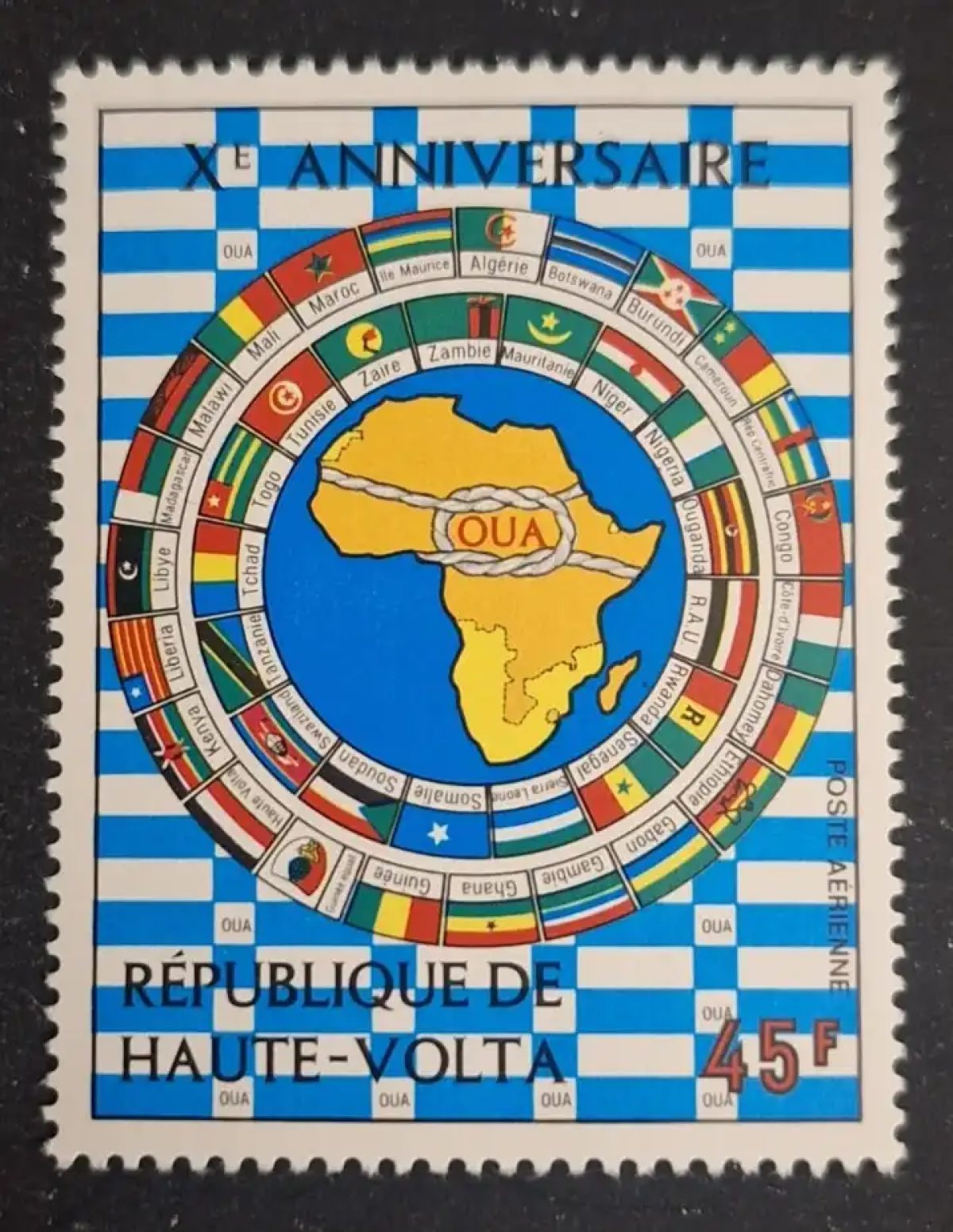 Upper Volta 1973 Mi. 433 10th Anniversary OAU Flags Africa Map