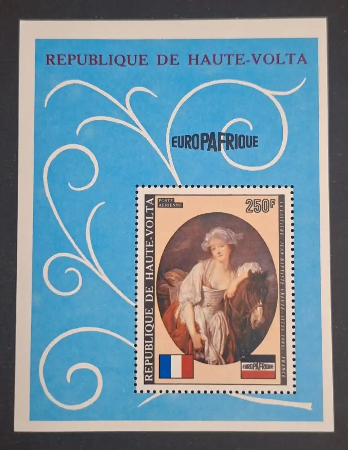 Haute-Volta 1973 Mi. Bl. 12 Europafrique peinture Greuze La Laitière