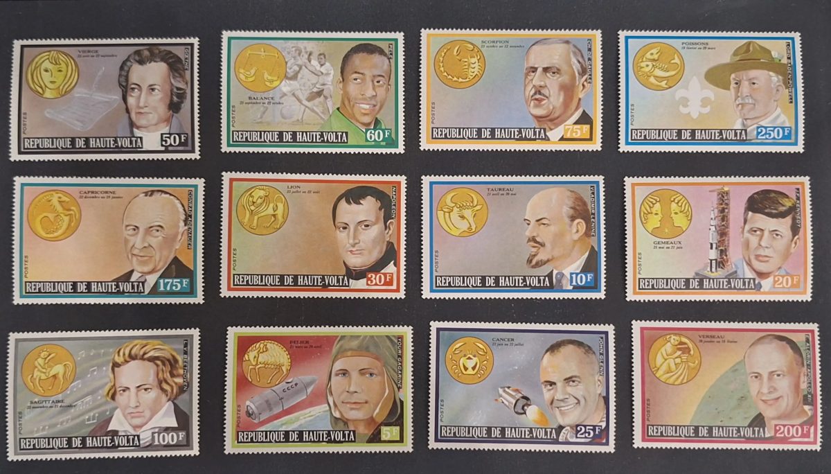 Upper Volta 1973 Mi. 483-494 Zodiac Personalities Pelé Kennedy Lenin