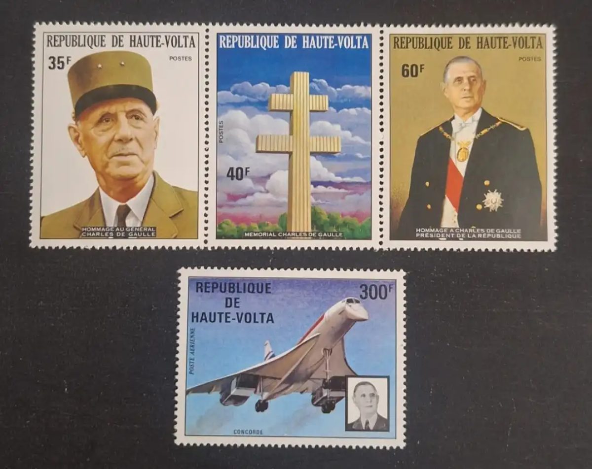 Haute-Volta 1973 Mi. 504-507 Charles de Gaulle Concorde mémorial croix