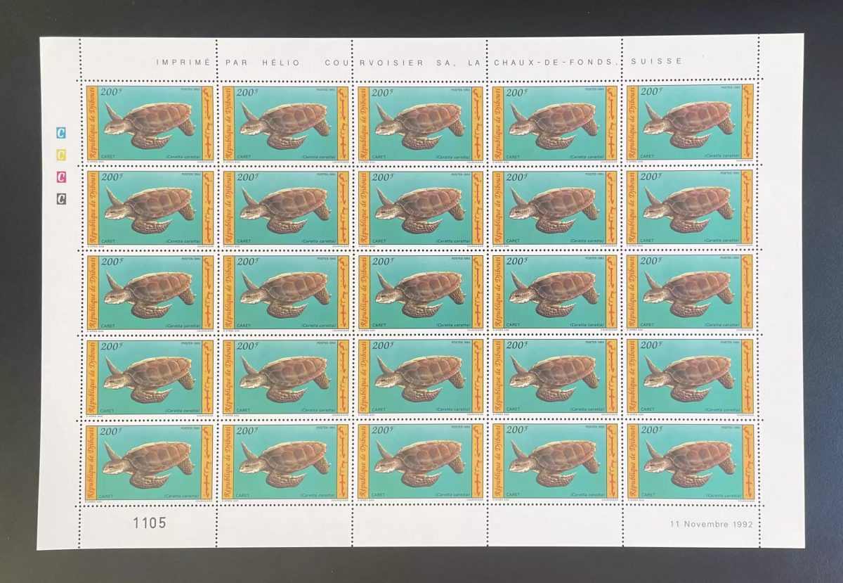 Dschibuti 1992 YT 699 Bogen Meeresschildkröte Caretta caretta Fauna