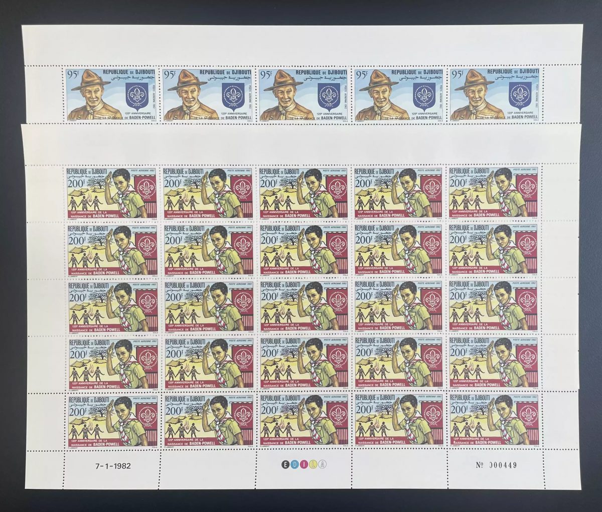 Djibouti 1982 YT PA 169-170 sheet Baden-Powell scouting scouts