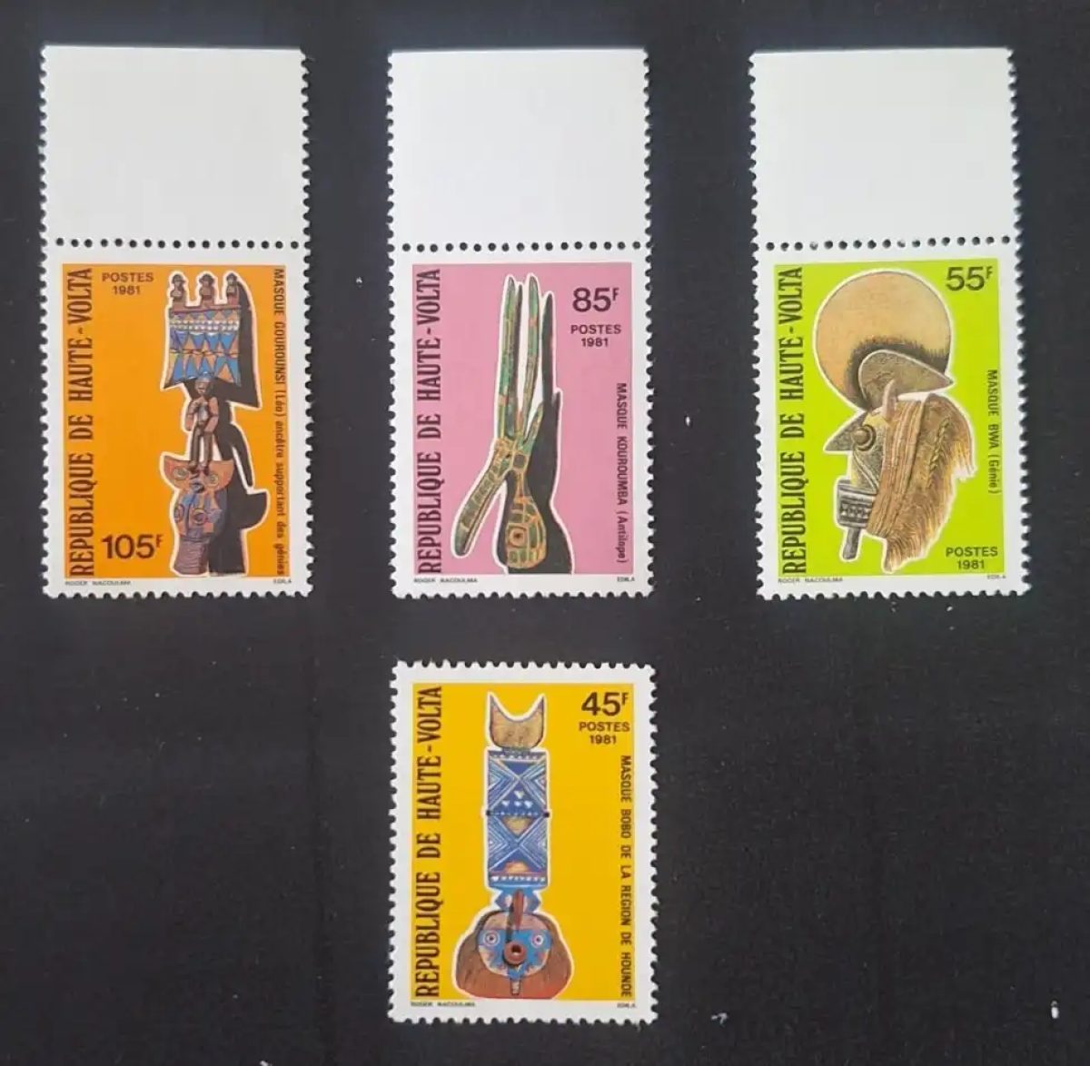 Haute-Volta 1981 Mi. 824-827 masques africains Gourounsi Kourounba Bwa