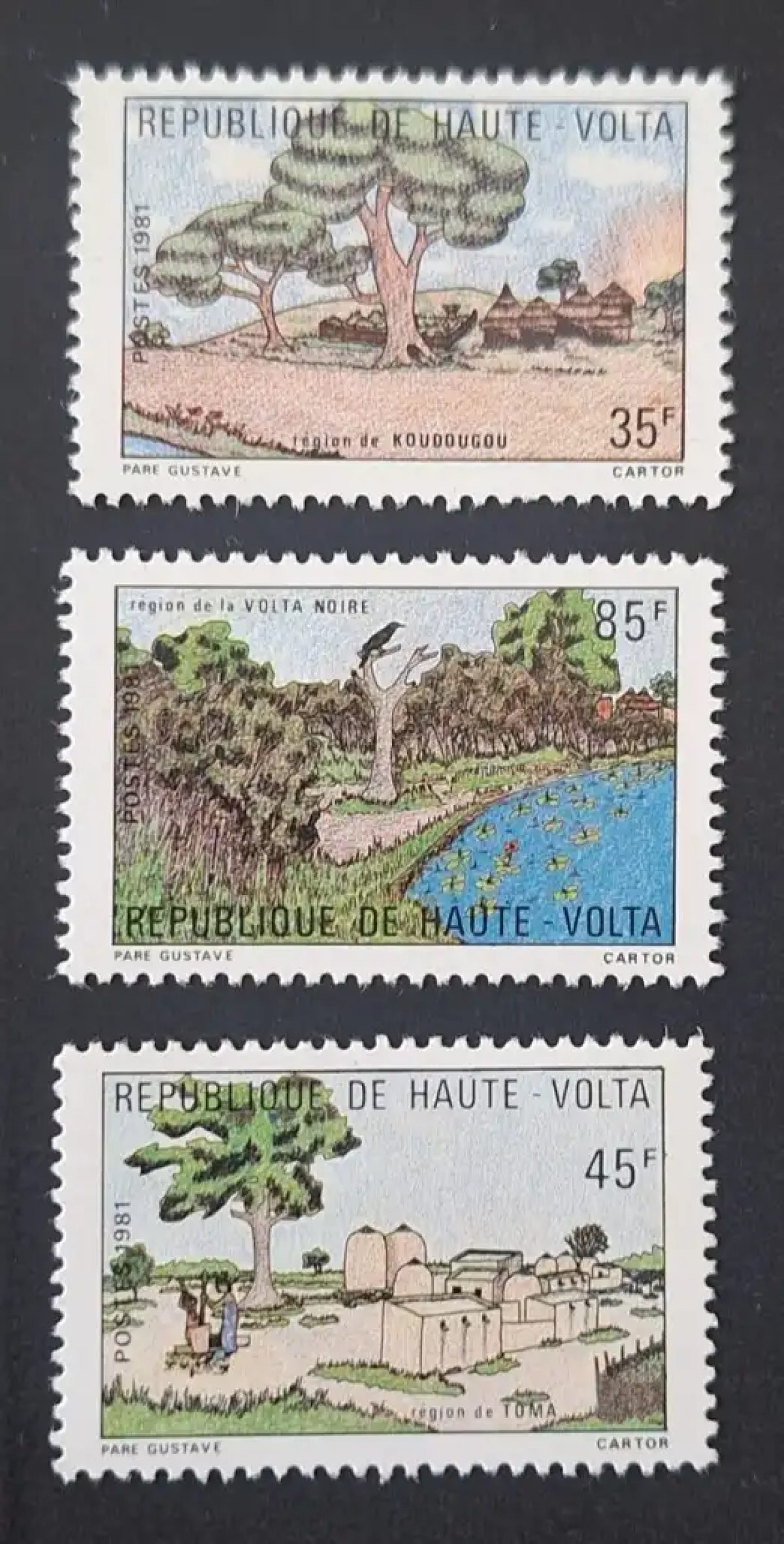 Upper Volta 1981 Mi. 837-839 Koudougou Black Volta Toma regions trees