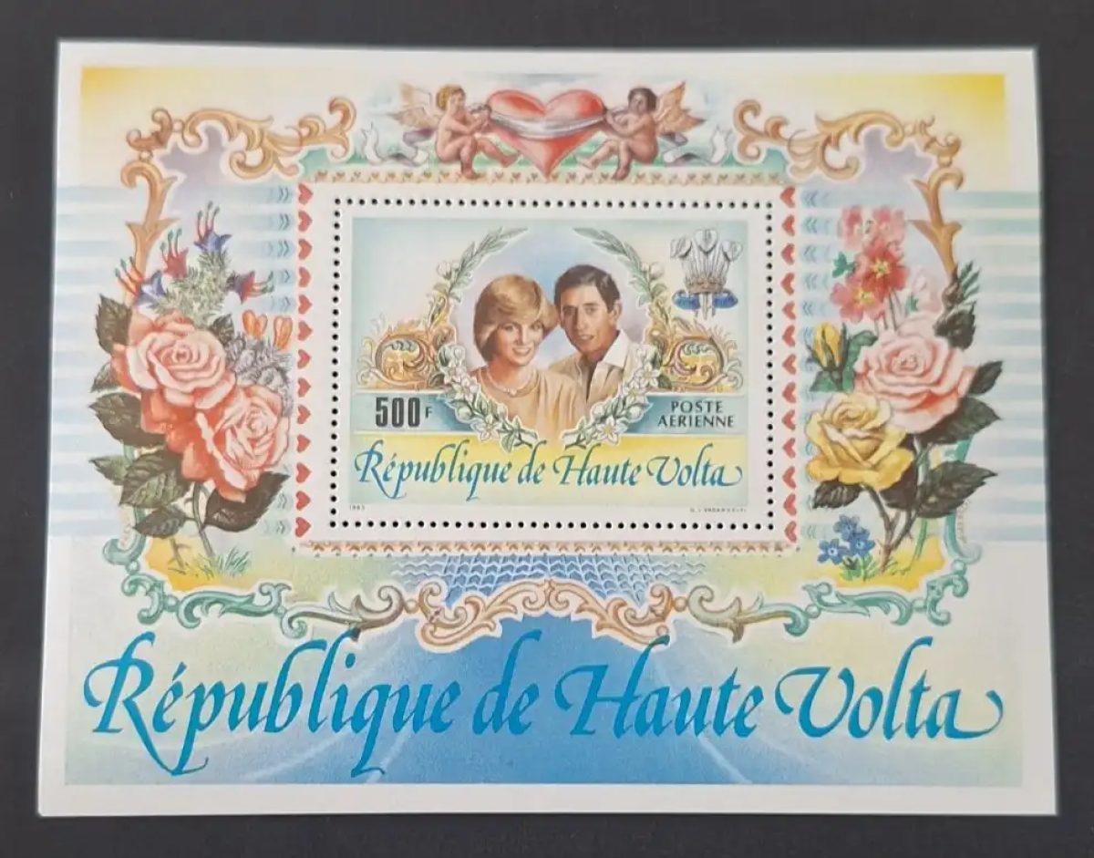 Haute-Volta 1983 Mi. Bl. 68 Mariage royal Diana Charles roses anges