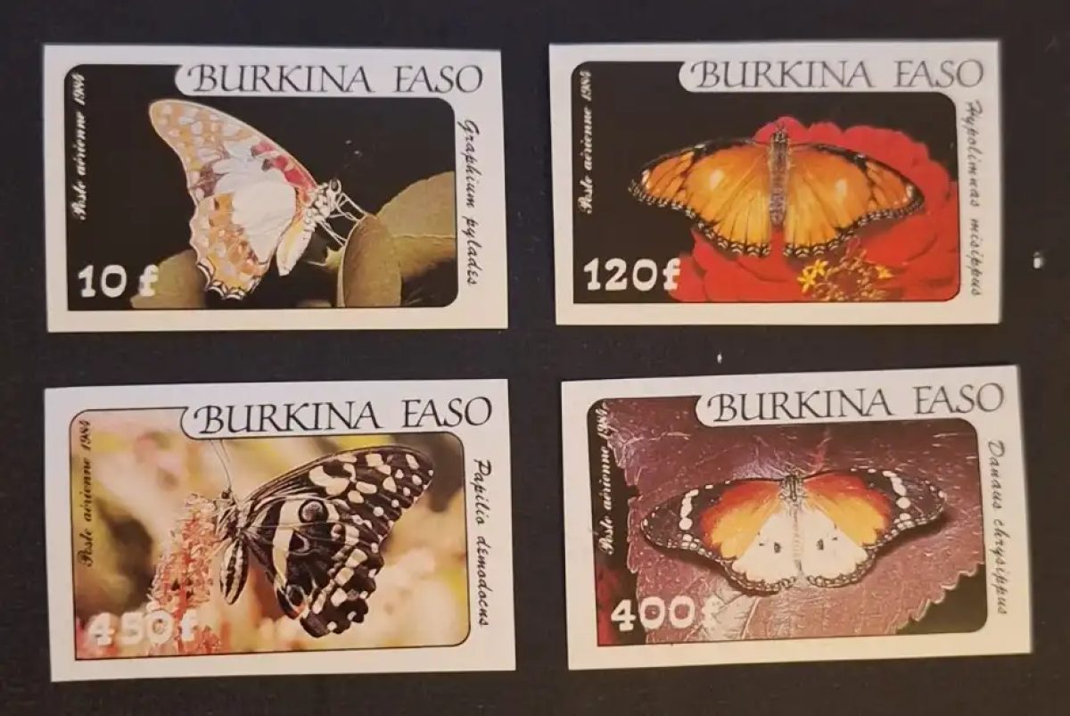 Burkina Faso 1984 Mi. 972-975 ND papillons poste aérienne faune insectes