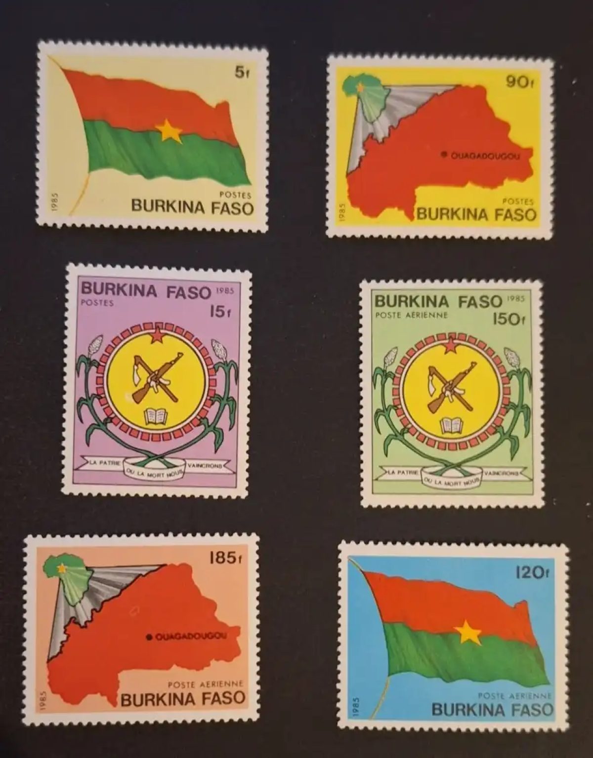 Burkina Faso 1985 Mi. 982-987 drapeau armoiries carte Ouagadougou